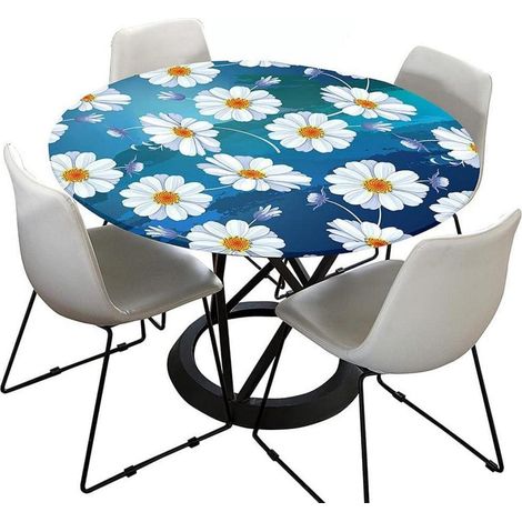 Abwaschbare Tischdecke rund 70cm, elastisch, Lotuseffekt, blaues Graffiti