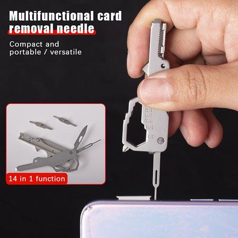 Screwdriver for glasses, multi-function SIM card ejector for mobile phones, bottle opener, original foldable keychain, small knife (1/5)