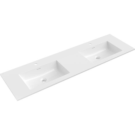 Mexen Otis lavabo empotrado doble 161 x 46,5 cm, blanco brillo - 25181600D (1/3)
