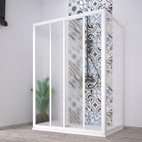 Box doccia 3 Lati "Acril" in Acrilico con profili in PVC apertura Laterale riducibile "Made in Italy" -70 X 120 X 70 cm