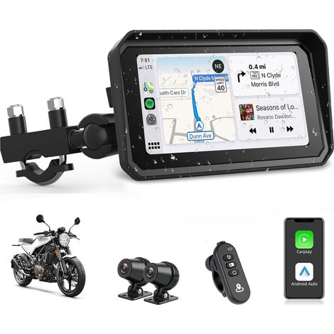 6.25 Inch Motorcycle with 4K Dashcam Motorcycle, GPS Motorcycle Dual Cameras Front and Rear IP67 Waterproof Dual Bluetooth (1/5)