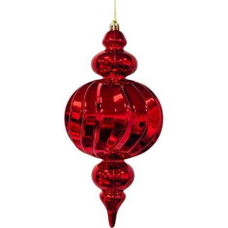 Decorazione pendente grande laminata 12 x 12 x 27 cm rossa Mercury (1/5)