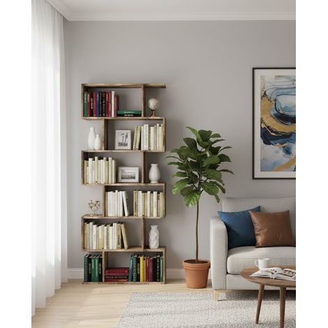 Libreria - 5 Ripiani Installazione a Muro, Marrone Acero, -, 80x25x192h cm Chiclayo