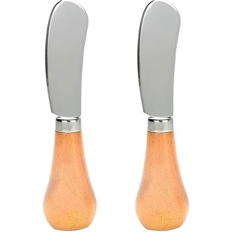 Ensemble de 2 couteaux à beurre verticaux en acier inoxydable, pour la fabrication du beurre, du fromage et des pâtisseries. (1/5)