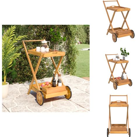 Teewagen 54x87x90 cm Massivholz Akazie - Teewagen - Holzküche - Servierwagen - Esstisch - Barwagen (1/5)