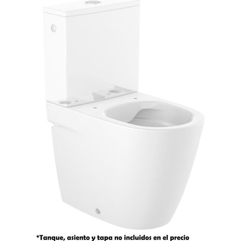 Roca – Cuvette murale compacte Rimless pour WC à réservoir bas – Montage mural – Forme ronde – Double sortie – Système de chasse d'eau Drag