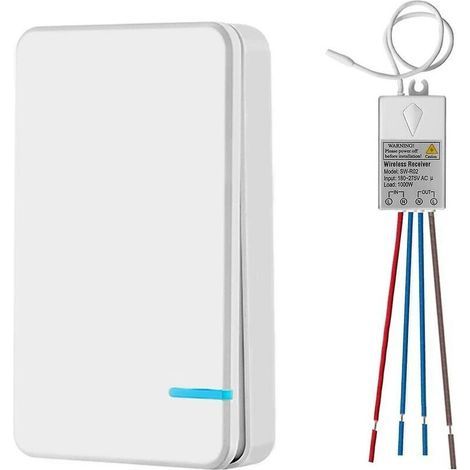 Mini interrupteur sans fil avec mini récepteur - Interrupteur sans fil - Pour l'extérieur - 400 m - 40 m - Télécommande RF 433 MHz - Lampe LED IP54 - Protection contre la vapeur (1/4)