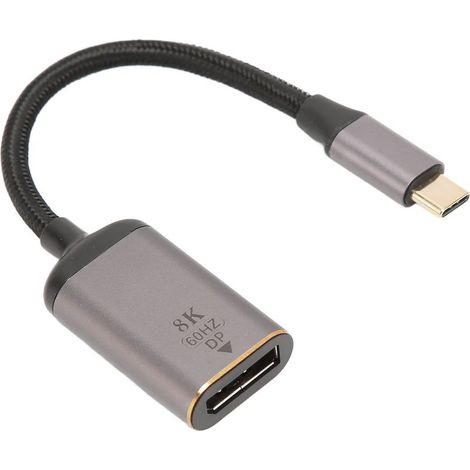 Adaptateur USB-C vers DisplayPort en alliage d'aluminium, mâle USB-C vers femelle DP, 8K 30Hz, 4K 144Hz, HDR, convertisseur USB-C vers DP (1/5)