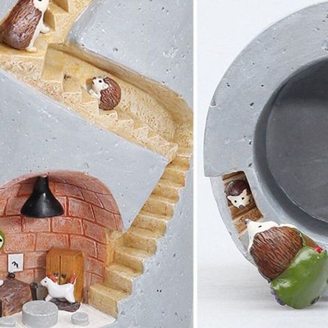 Pot De Fleurs En Résine - Design Maison De Hérisson Ou Lapin - Pour Culture Hydroponique Et En Terre - Idéal Pour Succulentes Et Petits Animaux - 1 Pièce (1/5)