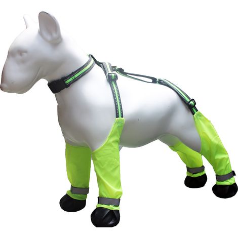 Botines con babero para perros, polainas con babero para perros, protectores de patas con tira reflectante, impermeables y resistentes a la lluvia. (1/2)