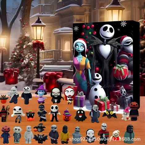 2025 Skull Jack Christmas Countdown Blind Box Halloween Spooky Atmosphere 24pcs Gift - New Halloween B+ Airplane Box -
