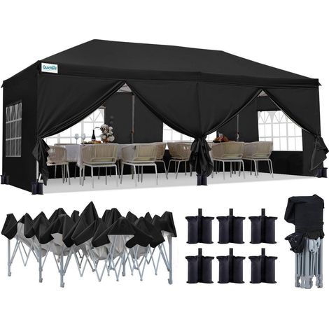 Faltpavillon 3x6m wasserdicht mit Seitenwänden, UV-Schutz 50+, Stahlrahmen, inkl. Tragetasche (1/5)