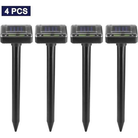 4 High-Power Solar Ultrasonic Repellers for Mice, Outdoor Garden Yard Moles Rats Rodents