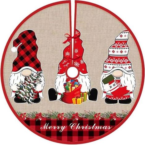 Tapis de sapin de Noël, décorations de Noël de 91 cm, tapis de sapin, protection pour la base du sapin (3 gnomes de Noël, type A) (1/5)
