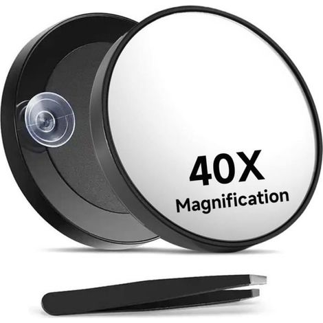 Miroir grossissant 40x avec ventouses et pinces, miroir cosmétique 40x avec grossissement et une épilation des sourcils 8,8 cm (1/5)