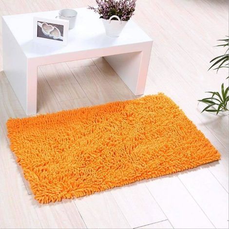 Soft and comfortable bath mat, highly absorbent, non-slip, and thick, perfect for the bathroom (60 x 40 cm, orange).