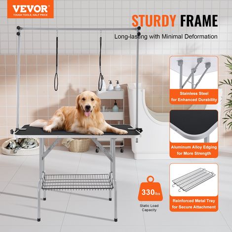 Table de Toilettage pour Chien Animaux de Compagnie Pliable 1137,9x609,6 mm Capacité Charge 149,7 kg avec 2 Potences 2 Cordes d'Att… (1/5)