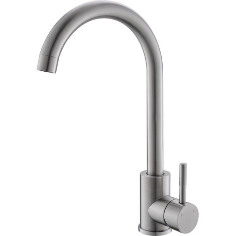 Miigeur Cuisine Robinet de Cuisine Mono Commande Rotation 360° Robinet Évier Modern Design Inox 304 Noir (1/5)