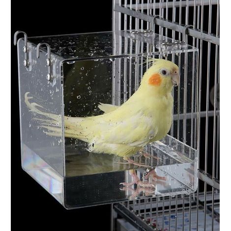 Bain d'oiseaux, bote de bain d'oiseaux, cage de douche pour petits oiseaux, perroquets, étourneaux, moineaux, bote de bain d'oiseaux confortable, également pour petits animaux de compagnie (1/4)
