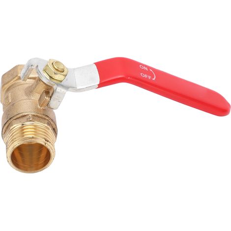 Vanne à bille 1/2" (2" intérieur/extérieur) en laiton épais avec poignée rouge pour accessoire de compresseur d'air (1/5)
