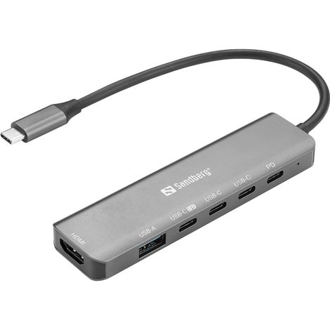 Estación de acoplamiento USB-C Sandberg 136-77, color gris. (1/4)