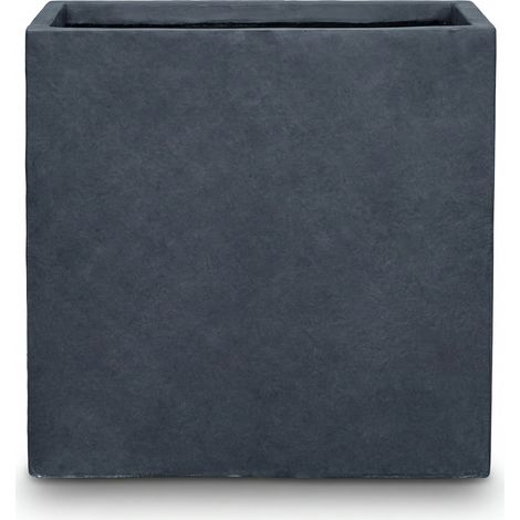 Pot grande taille d'extérieur KUBIX 60x60cm gris foncé, en béton fibré, résistant au gel (1/3)