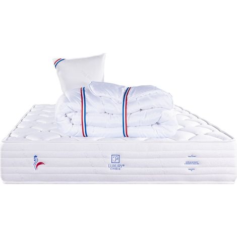 Matelas Patriote Mousse, 27cm, mousse haute densité , Indépendance du Couchage, Soutien ferme + Oreiller + Couette, 90x190cm (1/4)