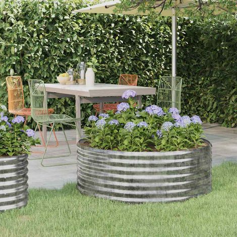 Garden Raised Bed  Silver  Powder-coated steel vidaXL (1/4)