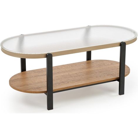 Mesa de centro Houston 2059 , 43x54x110cm, Diámetro: 0, Vidrio templado, Ovalada