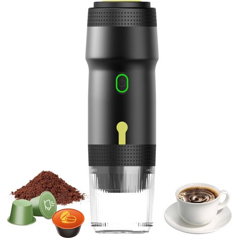 Machine à Cafe Portable, 3 en 1 cafetière portable électrique à batterie, Cafetières Expresso à Capsules, machine a espresso pour camping Bureau Voyage Camping Maison (Noire) (1/5)