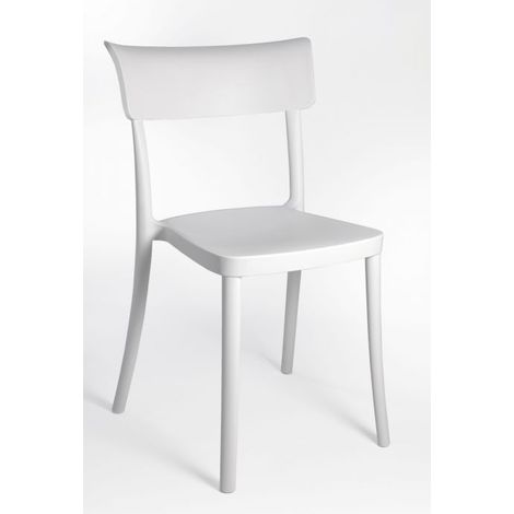 Sedia Polipropilene Colorata Design Moderno, da Esterno, Sala da Pranzo, Cucina e Bar - Impilabile - SARETINA - 9 colori Colore Bianco, Opzioni 1° scelta
