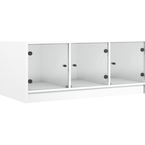 Maison Exclusive - Couchtisch mit Glastüren Weiß 102x50x42 cm