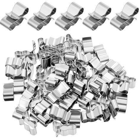 Lot de 50 clips de câble solaires en acier inoxydable photovoltaïque - 22,5 mm - Cadre de remorque - Bornes de câble - Panneau solaire - Multi-usages - Argent - Serre-câbles en métal pour (1/5)
