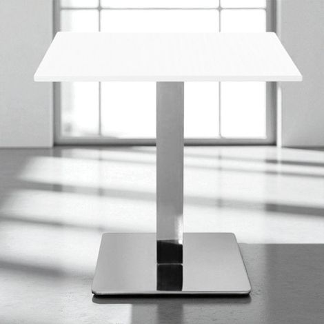 Tavolo bar pub ristorante 70x70 cm base argento e piano laminato Bianco Frassino H 75 (1/5)