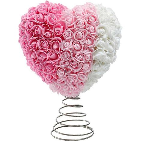 Décoration de sapin romantique en forme de cœur (11,6 pouces) pour la Saint-Valentin, idéale pour les mariages, les fêtes et autres occasions spéciales (rose). (1/5)