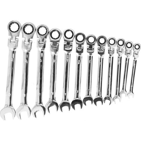 Clé à cliquet flexible 12 pièces, jeu de clés mixtes métrique CRV 8-19mm, avec coffret de luxe (1/5)