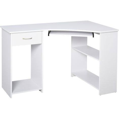 L-Shaped Corner Computer Desk with 2 Shelves,Spacious Worktop,Keyboard Tray,Drawer,and CPU Stand for Home Office or Study