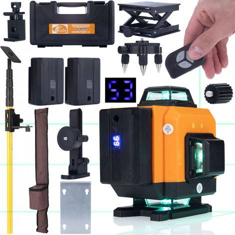 Rosfix Set Orange Tiger ROT16L – 16 Linien Kreuzlinienlaser mit Stativ & Wandhalter  360° Grünlaser, IP54, 25 m Reichweite  Selbstnivellierend  Laser-Messwerkzeug für Profis