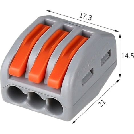 Bornier à connexion rapide PCT, deux entrées, deux sorties, connecteur enfichable à 2 positions pour la compression et l'épissure de fils, connecteur d'accouplement pour fils électriques PCT-213 Trois (1/2)