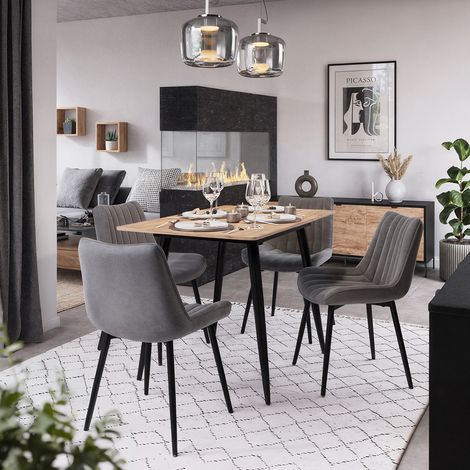 Sedie Ravlo, Grigio/Nero, 51 x 57 cm Set di 4, Vicco (1/5)