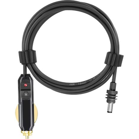 Câble d'alimentation de Voiture CC pour Satellite, Cordon d'alimentation de Voiture CC 18 AWG, Câble de Chargeur de Voiture CC IP68 pour Voitures, Camions, Bus, Fourgonnettes et (1/5)