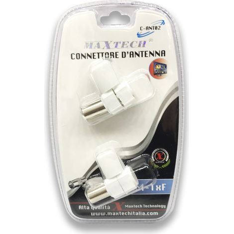 TRADE SHOP - Connettore D'antenna Tv A 90° Per Cavo Antenna Tv Maschio Femmina Maxtech C-ant02 -