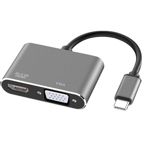 Adaptateur USB C vers HDMI VGA, USB C vers HDMI et VGA Adaptateur Convertisseur USB Type C vers VGA 4K HDMI 1080P pour MacBook Pro (1/5)