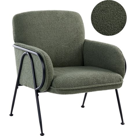 Sillón tapizado en bouclé estructura de metal estilo moderno de mediados de siglo verde Trysnes (1/5)