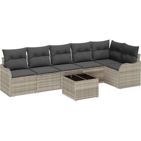 Maison Exclusive - Set Divano da Giardino Grigio chiaro polyrattan