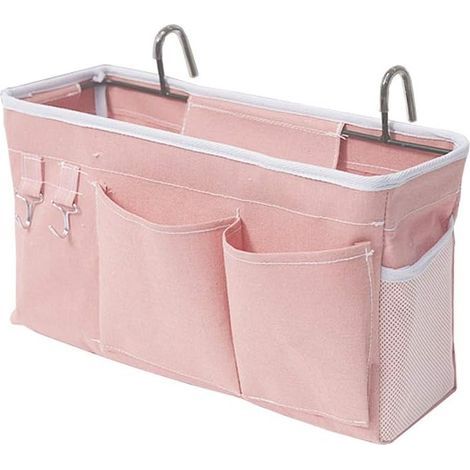 Bed Organizer Betttasche mit Haken Hängende Tasche Hochbett Aufbewahrungstasche für Buch, Magazin, Handy, Kopfhörer Aufbewahrungstasche (Pink) (1/5)