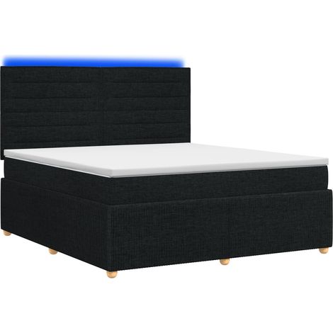 Maison Exclusive - Lit boxspring LED avec matelas Noir 180 x 200 cm Tissu (1/5)