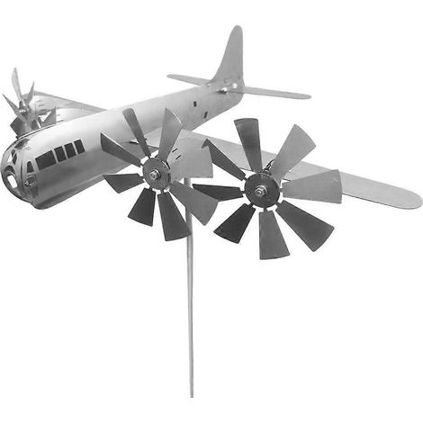 3D-Metallwindmühle Super Fortress Flugzeug, Gartenornament für Terrasse, Hofdekoration, langlebige handgefertigte Windmühle.