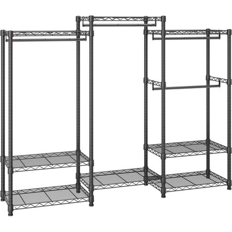 Portant à Vêtements 174x45x180 cm Charge 360 kg Porte-Manteau avec 8 Étagères et 4 Tringles Penderie à Vêtements en Acier au Carbone Réglable et Amovible pour Rangement Chambre à Coucher Entrée (1/5)