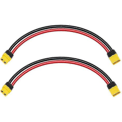 Deux câbles d'extension XT60, 12AWG, 1 pied, XT60 à XT60 avec connecteurs mâle-femelle, compatibles avec les panneaux solaires et les batteries de télécommande. (1/5)